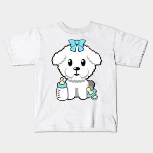 Cute furry dog Gender reveal - its a boy Kids T-Shirt